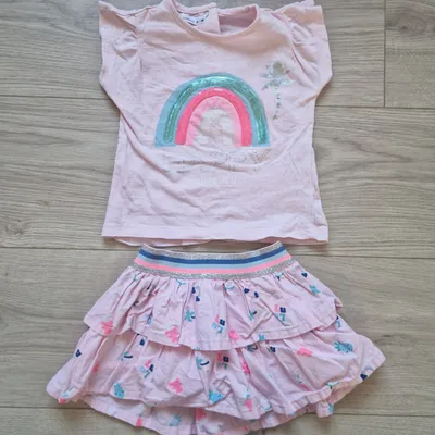 🌈 Ensemble t-shirt + jupe – Lulu Castagnette – 12 mois – bon état